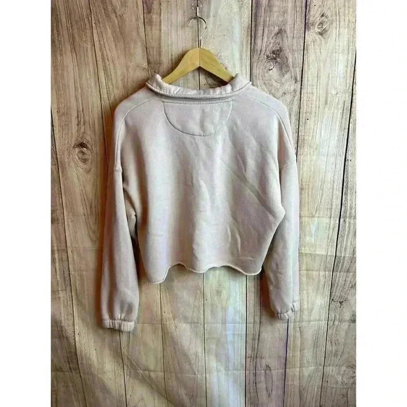 Aerie Cropped Henley Polo Sweatshirt Beige Peach Size XS - Picture 8 of 11
